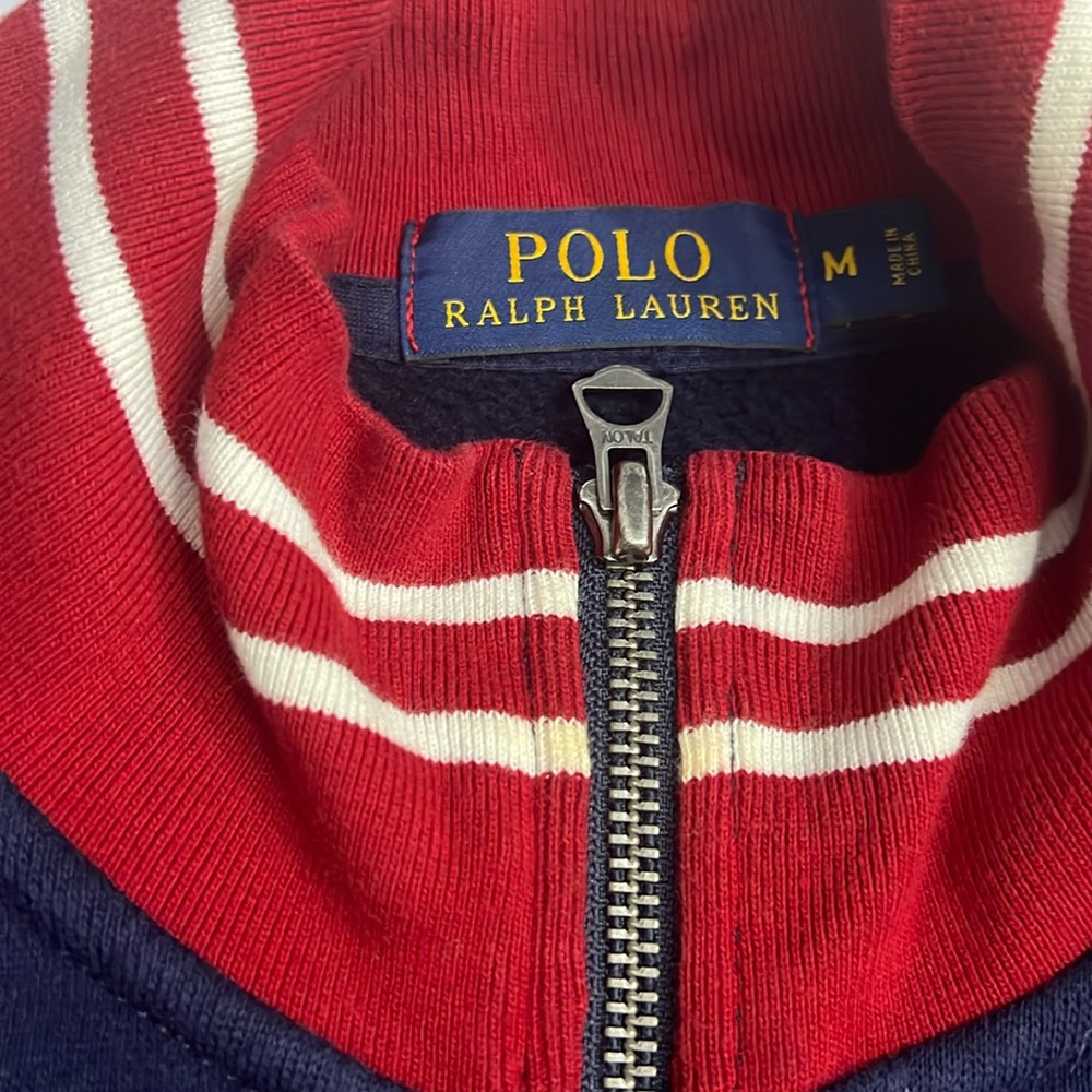 Very good condition, navy, maroon, Ralph Lauren Polo, zip, sweatshirt, medium